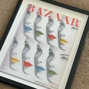 Framed Bazaar Pop Art Lip Print - Multicolor Fashion Wall Art